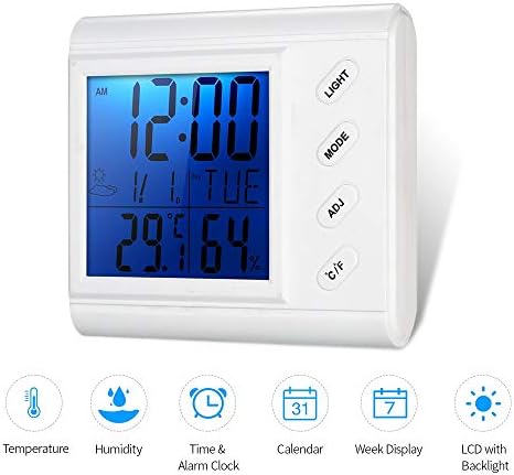 SDFGH LCD Дигитален Термометър-Влагомер за помещения при Стайна Температура, машина за висока точност Термометър и Влагомер с подсветка Будилник