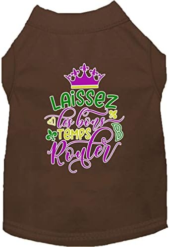 Тениска за кучета на Mardi Gras с Трафаретным принтом Laissez Les Bons Temps Rouler Син XXXL