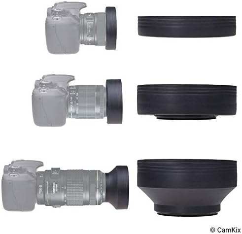 55 mm Комплект от 2 бленд за обектива на камерата - Каучук (сгъваема) + Цвете лале - козирка /козирка - Намалява