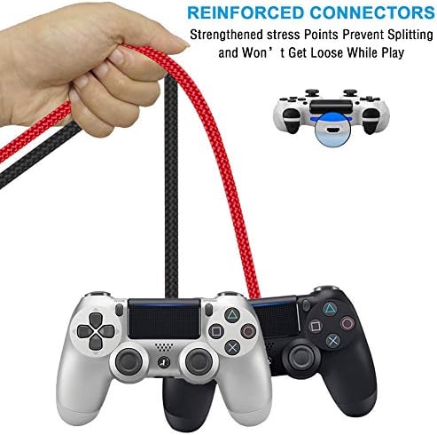 2 Опаковане на 6-подножието на кабела на Зарядното устройство на контролера PS4 за кабел на контролера на Xbox One, Кабел