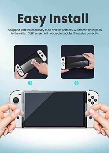Mumba [Защитно фолио от 3 теми за екрана на Nintendo Switch Oled, 9H от закалено стъкло с гладка, HD-прозрачност, лесен