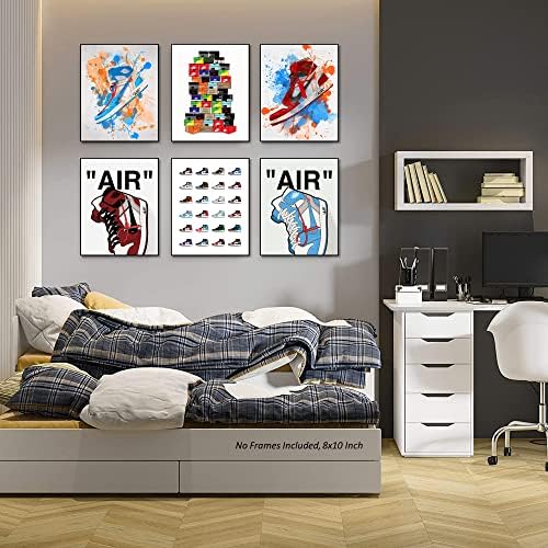 Плакат с кроссовками Hypebeast – Комплект от 6 броя без рамка (8 x 10 инча) – AJ Wall art, Интериор на стаята Hypebeast,