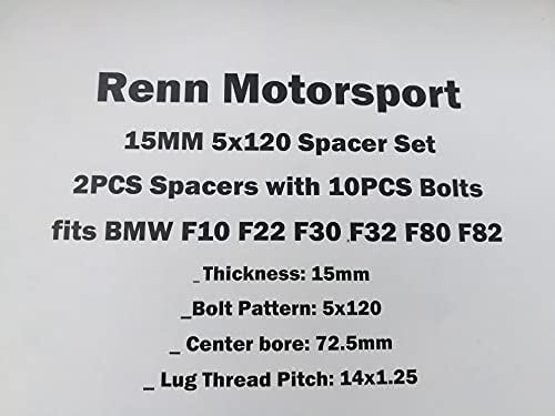 Renn Motorsport 15 ММ 2 ЕЛЕМЕНТА Уплътнение 5x120 с продълговати топчета 10ШТ са подходящи за BMW F10 F22