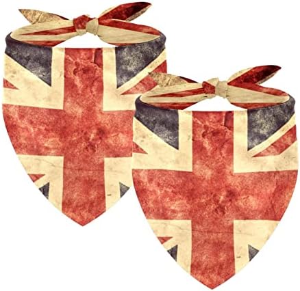 Кърпи за кучета с Винтажным Шарките на Хартата на Великобритания Union Jack, 2 пакета Меки Моющегося Триъгълна Шал