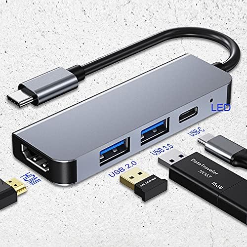 Хъб USB C, Многопортовый адаптер QCEs C USB-HDMI дисплей 4K със зареждането на PD мощност 100 Вата чрез порт USB 3.0,