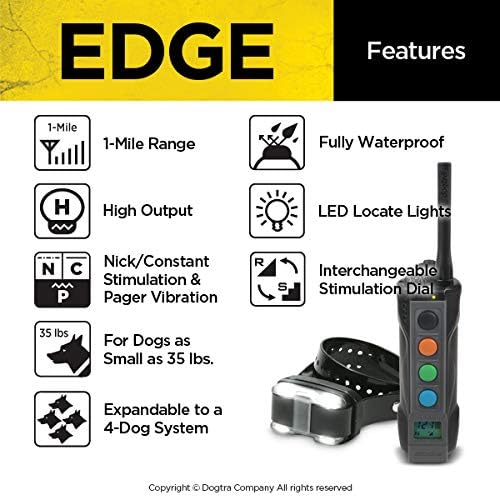 Електронен нашийник за дресура на кучета Dogtra Edge с дистанционно управление за големи и средни кучета с тегло