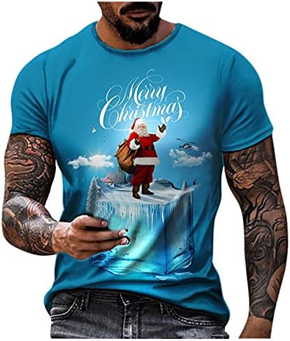 ZDFER, Коледни Тениски за мъже, Солдатские Тениски с къс ръкав, 3D Коледен Принт Дядо Коледа, Тениски с кръгло деколте,