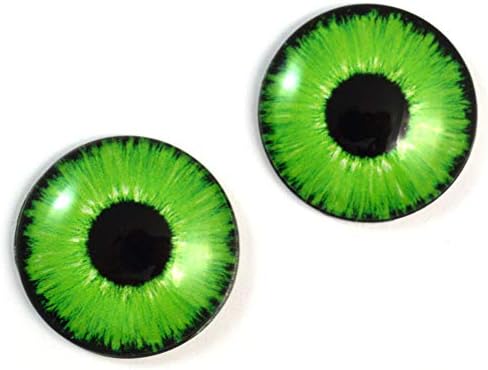 Ярки Неоново Зелени Чародейките Стъклени Кабошоны за куклено очи 6 mm - 40 mm, Бижу на Изкуството, Таксидермическая