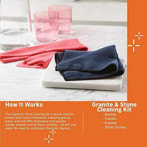 Комплект за почистване гранит и камък, E-Cloth, Висококачествен микрофибър кърпа, Идеално средство за почистване