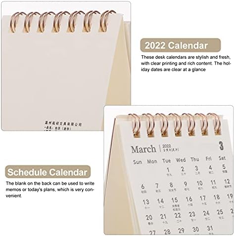 Мини-хладилник NUOBESTY 5 бр. мини настолен календар за 2021. 6-2022. 12 с панти капак, кухненски, настолен календар на стойка за планиране на организацията на ежедневника (беж?