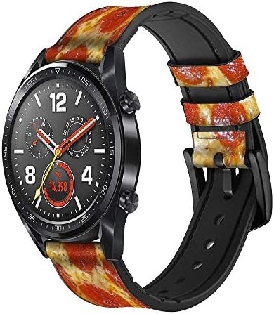 CA0029 Каишка за смарт часа от кожа и силикон за пица, Каишка за часовник, Размер Смарт часа Smartwatch (22 мм)