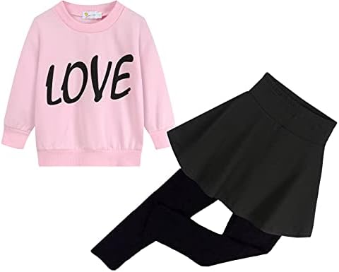 DDSOL/Комплект дрехи За Малките Момичета, Украшение За Свети Валентин, Розово-Червена Hoody с Надпис Love Heart,