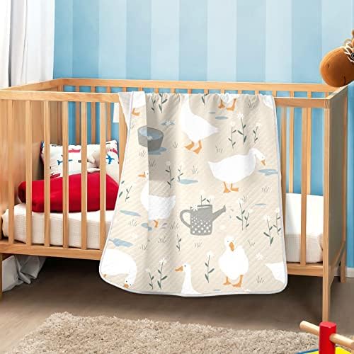 Пеленальное Одеяло Памучни Одеяло с Гусиными цветове за Бебета, Като Юрган, Леко Меко Пеленальное Одеало за