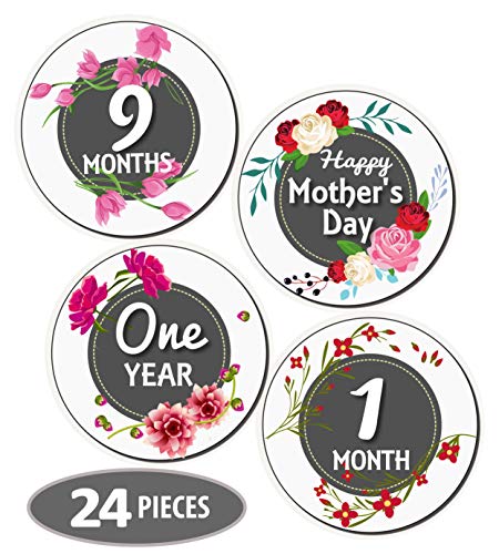 Mesmerico 24 Детски Месечни Празнични Цветни стикери - Етапи на растежа момичета в първата година от живота - Месечните Стикери