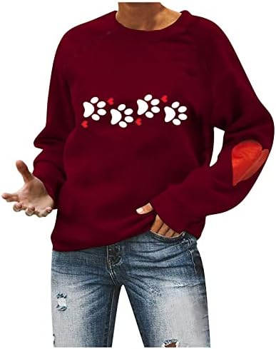 Ризи С Деня на Свети Валентин, Върхове с кръгло деколте, Блузи с дълъг ръкав, Пуловер с изображение на Сърце