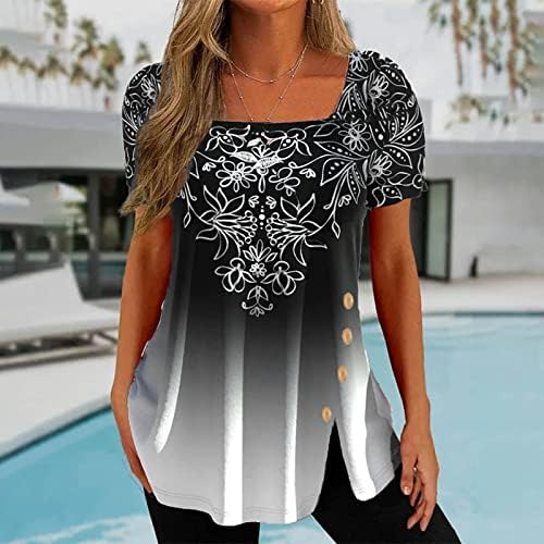Къс Ръкав 2023 Дрехи Мода през Цялата Графичен Силует с Намаляване на Топ Риза за Дами Памучен Тениска Лято Есен За Момичета