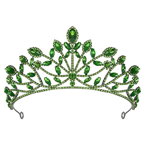 Скъпа Зелена Диадема-Короната за жени, Реколта Сватбена Диадема за Булката, Crystal Crown Кралица, Аксесоари за Коса Принцеса Сватба, Рожден Ден, Абитуриентски бал