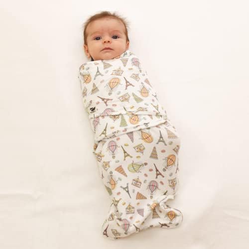 Детско пеленальное одеяло Norani за новородено | Пеленальное одеяло с подлакътници, закопчалки и цип за детето по-дълго заспа | Органичен памук | Парижката Айфеловата ?