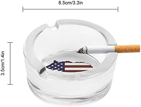 Стъклен Пепелник с изображение на Мечка с Флага на сащ за Цигари, Кръгли Пепелници за Домашния офис и Ресторанти