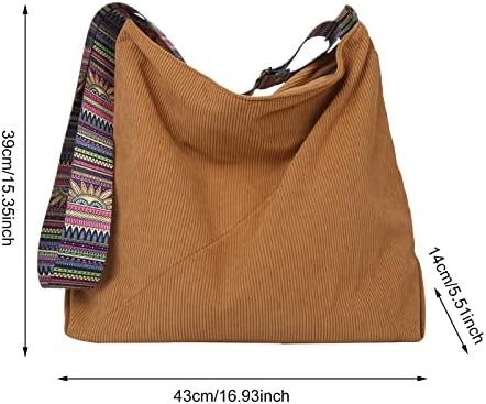 Дамски чанти-скитник FVOWOH, Вельветовая чанта-тоут Голям Размер на мълния, Ежедневни чанти През рамо в стил