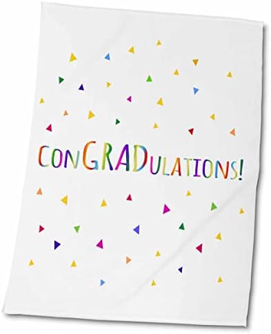 Поздравления 3dRose - весели писма с края на училището - цветни преливащи конфети - Кърпи (twl-202084-3)