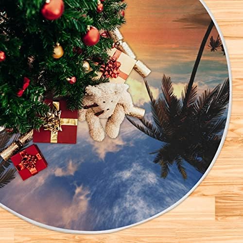 Oarencol Палма Залез Коледно Дърво Пола 36 инча Тропически Плаж Море Коледна Празнична Парти Дърво Мат Декорация