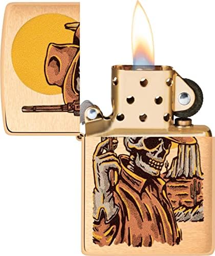 Запалка Zippo - Персонални Потребителско Съобщение, Выгравированное на Обратната страна В стил Скелета на Дивия Запад матиран Месинг #48519