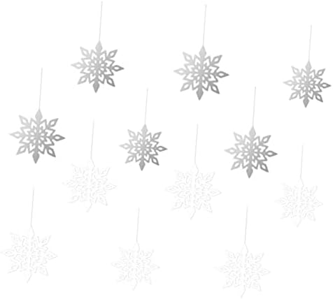 Yardwe 12шт 3D Снежинка Чар Пластмасови Блестящи Украшения във формата на Снежинки, Зимна Страна на Чудесата Снежинки
