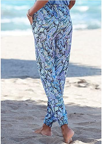 XXBR Плажни панталони в стил Бохо за жени, Летни Разтеглив, прави Панталони с завязками и Цветисти Принтом, Ежедневни