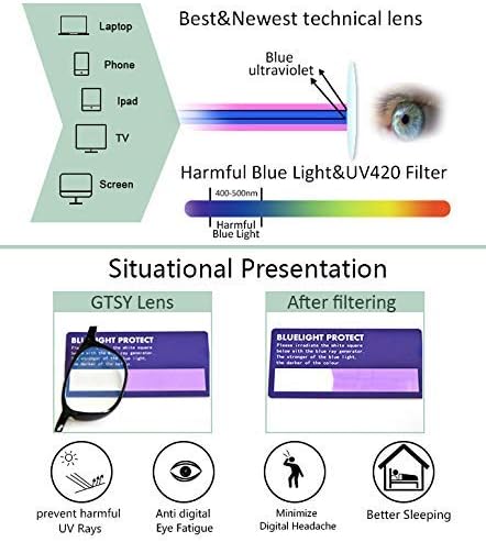 GTSY Синя Светлина Блокер Очила За Четене Правоъгълни Компютърни Игри Точки Анти UV-Лъчи, Намаляват Напрежението на Очите, За