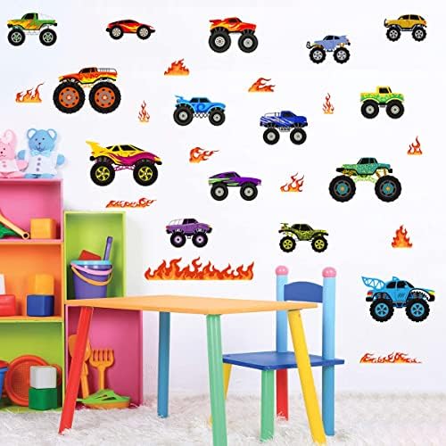 Креативни Стикери за стена за деца с коли, Камиони, направи си САМ, Определени Илюстрации с участието на Огъня, Пламъка и на превозното средство, Набор от Стикери за