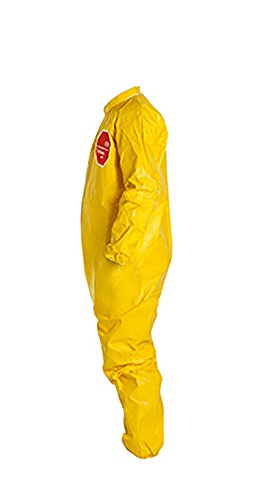 Еднократна Химически устойчив гащеризон DuPont Tychem 2000 с Еластична белезници и Извити шевове, Жълт, Голям, 12 опаковки