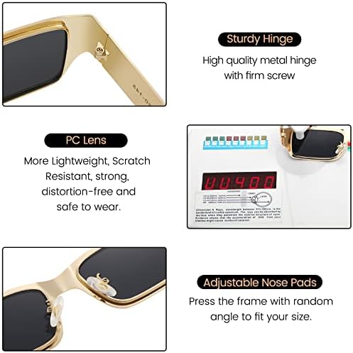 ТЯ е Ретро Правоъгълни Слънчеви очила за Жени на Малки Vintage Слънчеви Очила в стил Хипи, с Тесни Метални Рамки