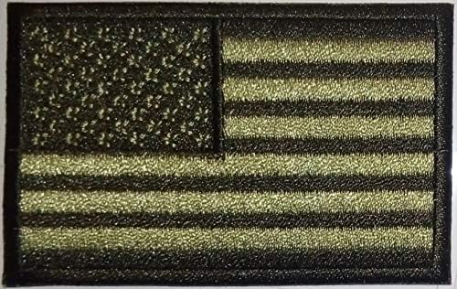 Нашивка с флага на сащ, Сребристо-Зеленото знаме на САЩ, 3 x 2 инча - Военни, Морски Пехотинци, Бродирани желязо