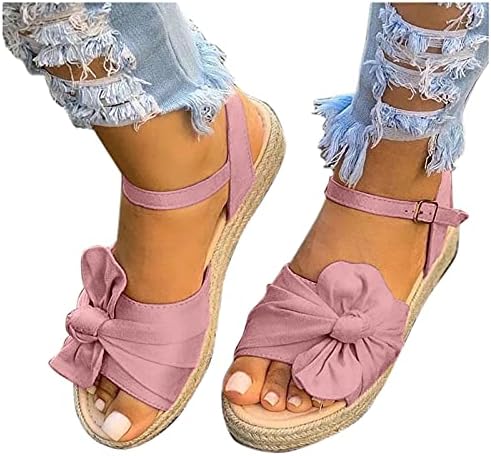Дамски сандали USYFAKGH, ежедневни летни дамски модни сандали на платформа с лък и катарама във формата на рибено устата
