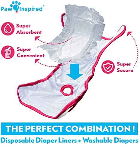 За многократна употреба, да пере пелени за кучета в стил Paw (X-Small, 3 бр.) от милиметъра втулки за памперси (30 бр.)
