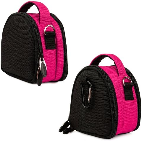 Мини чанта През рамо, калъф за носене (Розов) за камери Bell and Howell Splash WP5 BK, WP5 R, WP5, WP5 S, WP7 BK, WP7 BL, WP7 P.