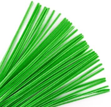 Krafty Детски Пухкави Разноцветни Пръчици за почистване на тръби - 40 парчета - Дължина 12 инча (зелен)