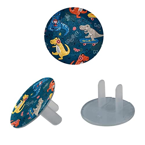 Сини капачки за ключове за скейтборд с динозавром, 12 опаковки - Защитни капачки за контакти, за деца – Здрави