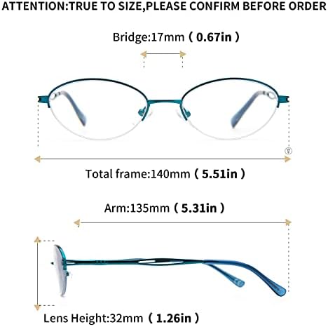 LianSan Овални Прогресивно Многофокусные Очила за четене за Жени в Метална Рамка, Ретро Син Цвят, Блокер Светлина,
