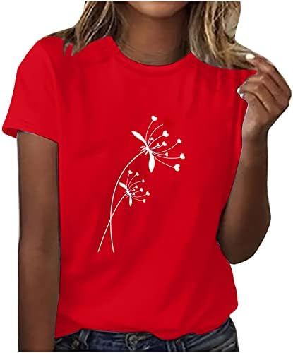Топ Риза за Дами Лято Есен 2023 Модни Дрехи с Къс Ръкав и Кръгло Деколте Памучен Тениска с Графичен Дизайн за Почивка