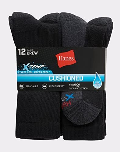 Мъжки Меки чорапи за екипажа на X-Temp от Hanes, 12 чифта В опаковка