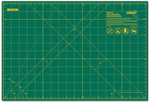 Двупосочен Въртящи мат OLFA 9880 RM-CG 12 x 18 инча, Самовосстанавливающийся, Зелен