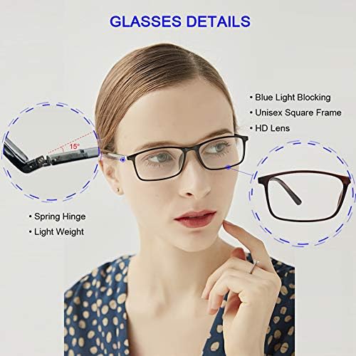YTDBNS Очила за четене със заключване синя светлина - 2 опаковки Компютърни ридеров За Мъже и жени с пружинным тръба на шарнирна