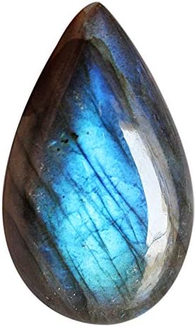 SilverO Натурален лабрадорит Кабошон Blue Fire Размер 36x21x10 мм Окачване За бижута Скъпоценен камък Позволява на тялото