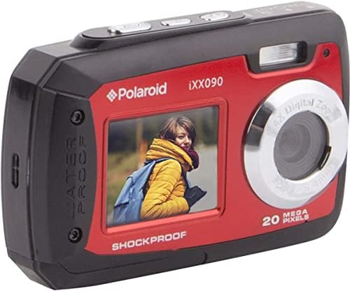 Противоударная и водоустойчив цифров фотоапарат на Polaroid iXX090 с двоен екран (червено)