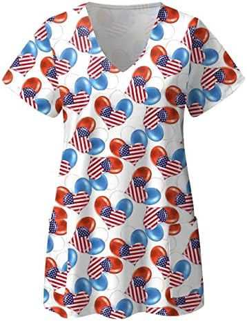 NOKMOPO, Рокли-Ризи за Жени, Топ с Къс ръкав и V-образно деколте, Работна Изолирующая Облекло, на върха на Деня на Независимостта,