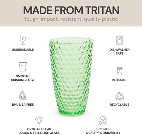 Небьющийся пластмасова чаша BELLAFORTE от Тритана, пакет от 4, 19 грама - Чаши за пиене Laguna Beach - Нечупливи чаши от Тритана за партита - Не съдържат BPA - Зелен
