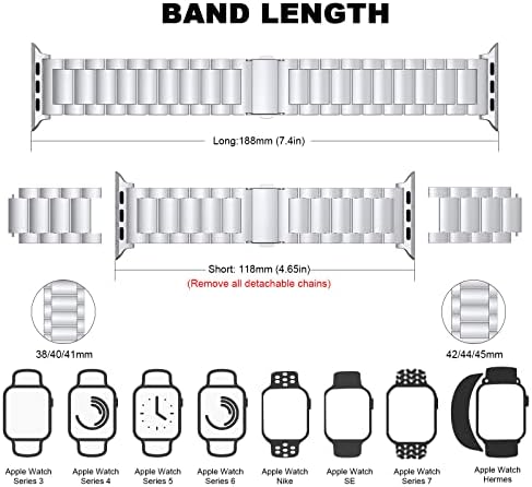 Не се изисква инструменти, верижка от неръждаема стомана, съвместим с Apple Watch Band 49/45/44/42 мм 41/40/38 мм, Быстросъемный