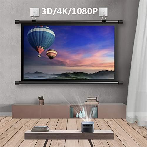 WOGQX 60/72/84/100/120-инчов Прожекционен екран, 4: 3 HD, 4K, 3D Ръчен Мобилен Портативен Прожекционен екран, 72-инчов 4:3